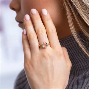 Sif Jakobs - Biella Piccolo ring m. farvede zirkoner i forgyldt sølv model